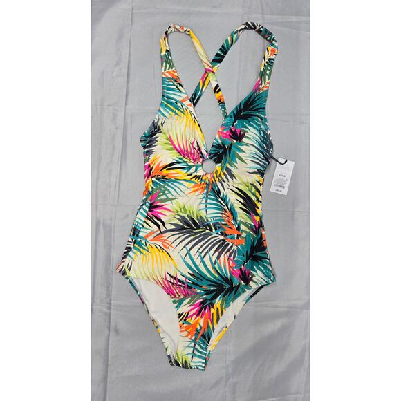 Shade & Shore Size: S (4-6) Tropical Print Swimsuit NWT - Picture 3 of 9